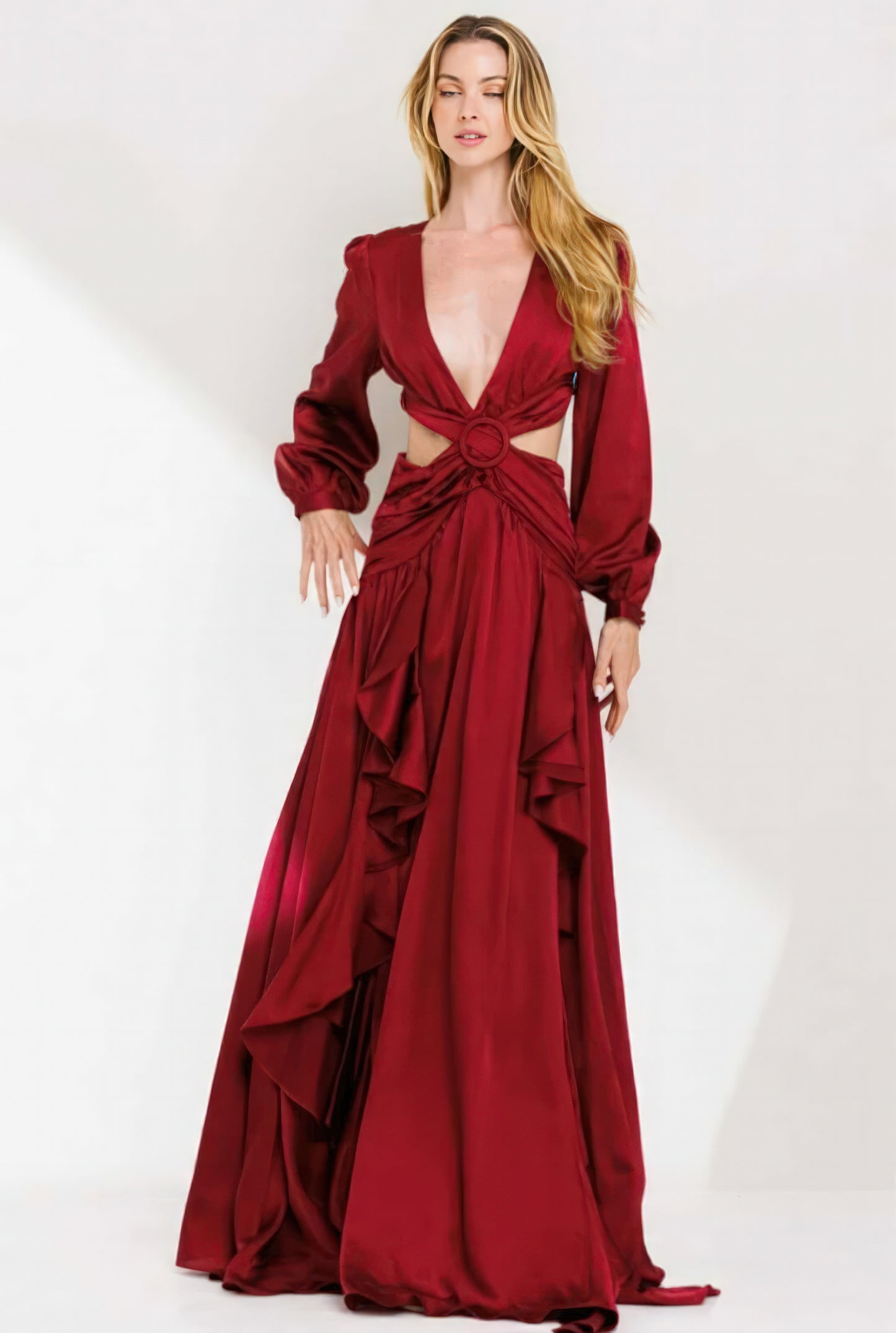 Crimson Cascade Gown