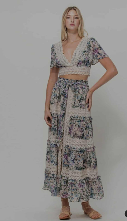 Blue Floral Two-Piece Set