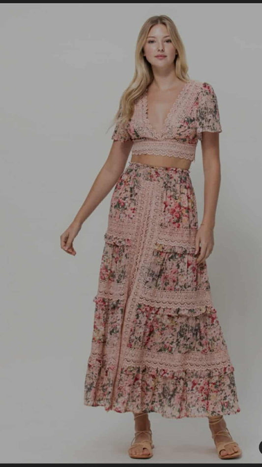 Pink Floral Two-Piece Set