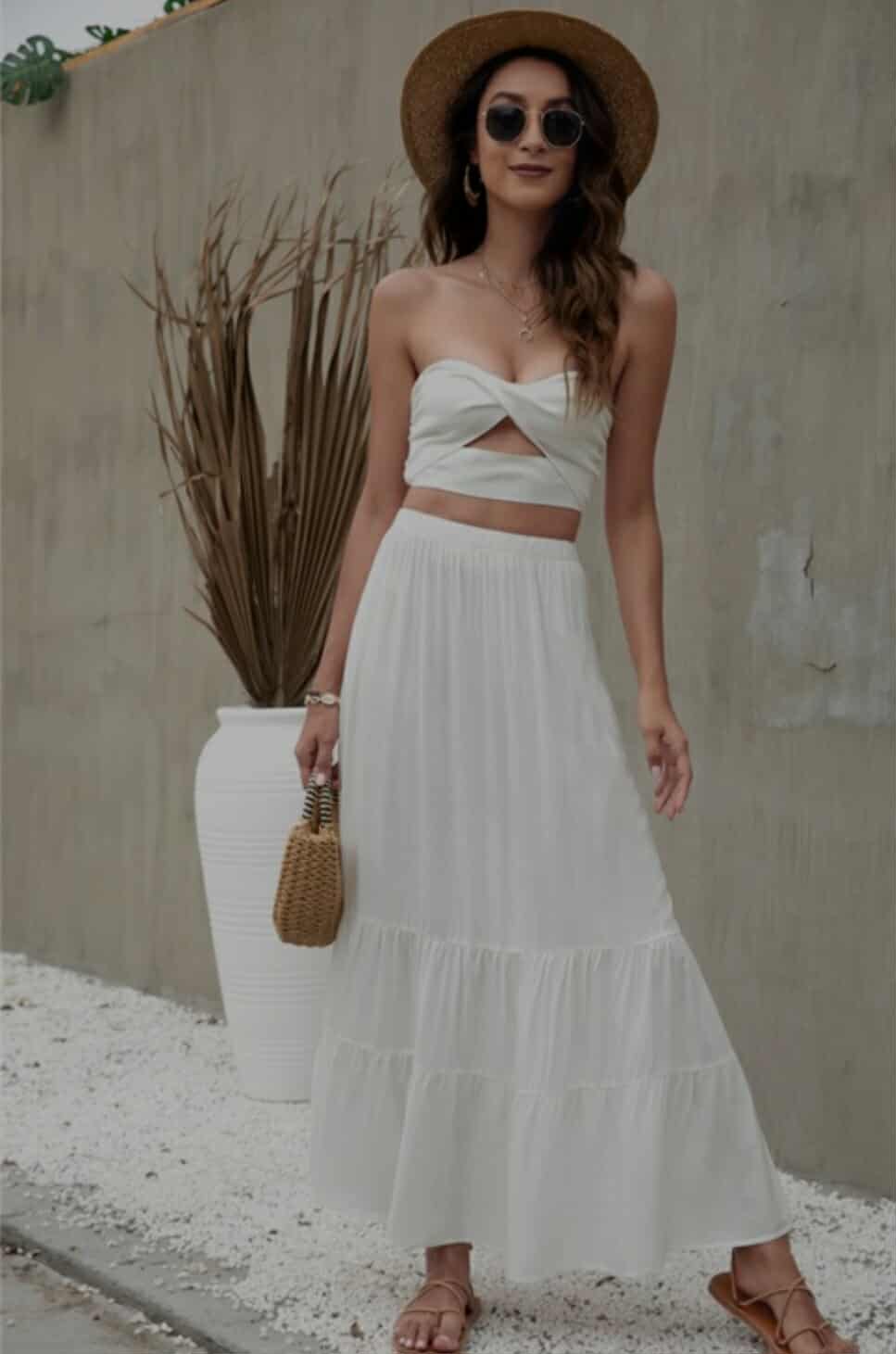 White Lace Elegance Two-Piece Set