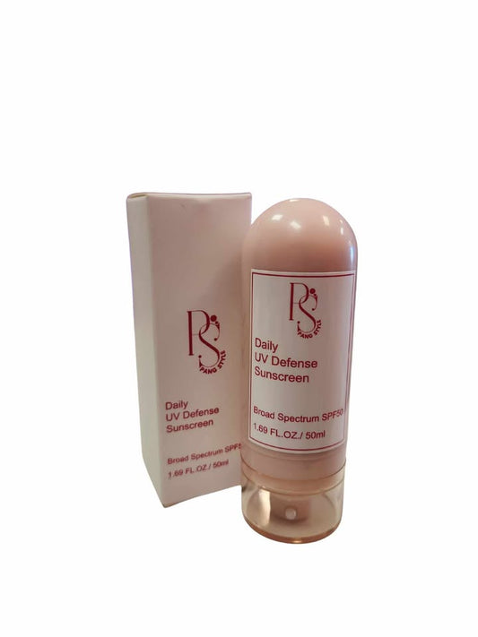 Daily UV Defense Sunscreen bottle and packaging on a white background