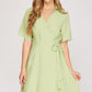 Emerald Ease Mini Wrap Dress