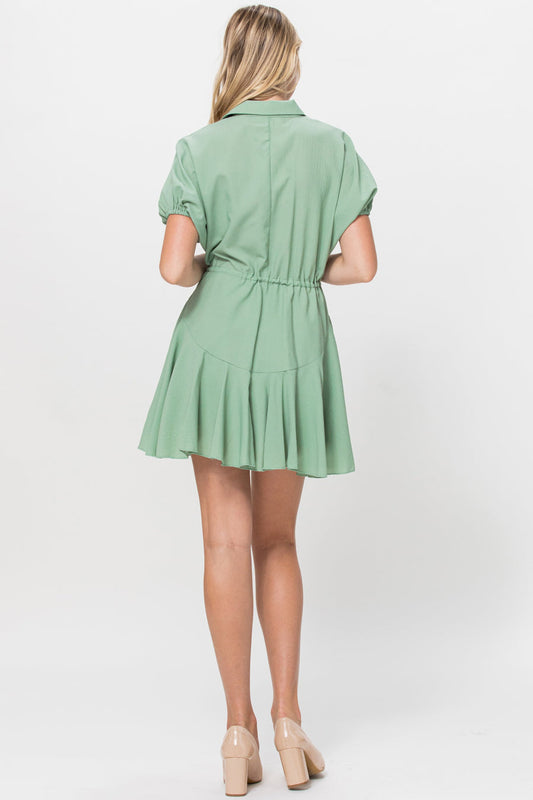 Sage Ruffle Mini Dress