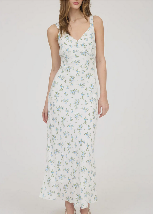 Azure Bloom Maxi Dress