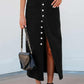 Noir Button-Down Midi Skirt