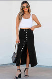 Noir Button-Down Midi Skirt