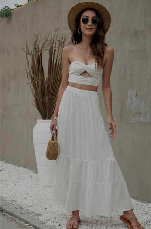White Lace Elegance Two-Piece Set