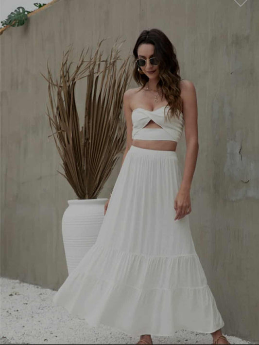 White Lace Elegance Two-Piece Set